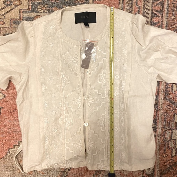 J. Crew ivory embroidered linen cropped jacket - Picture 10 of 11